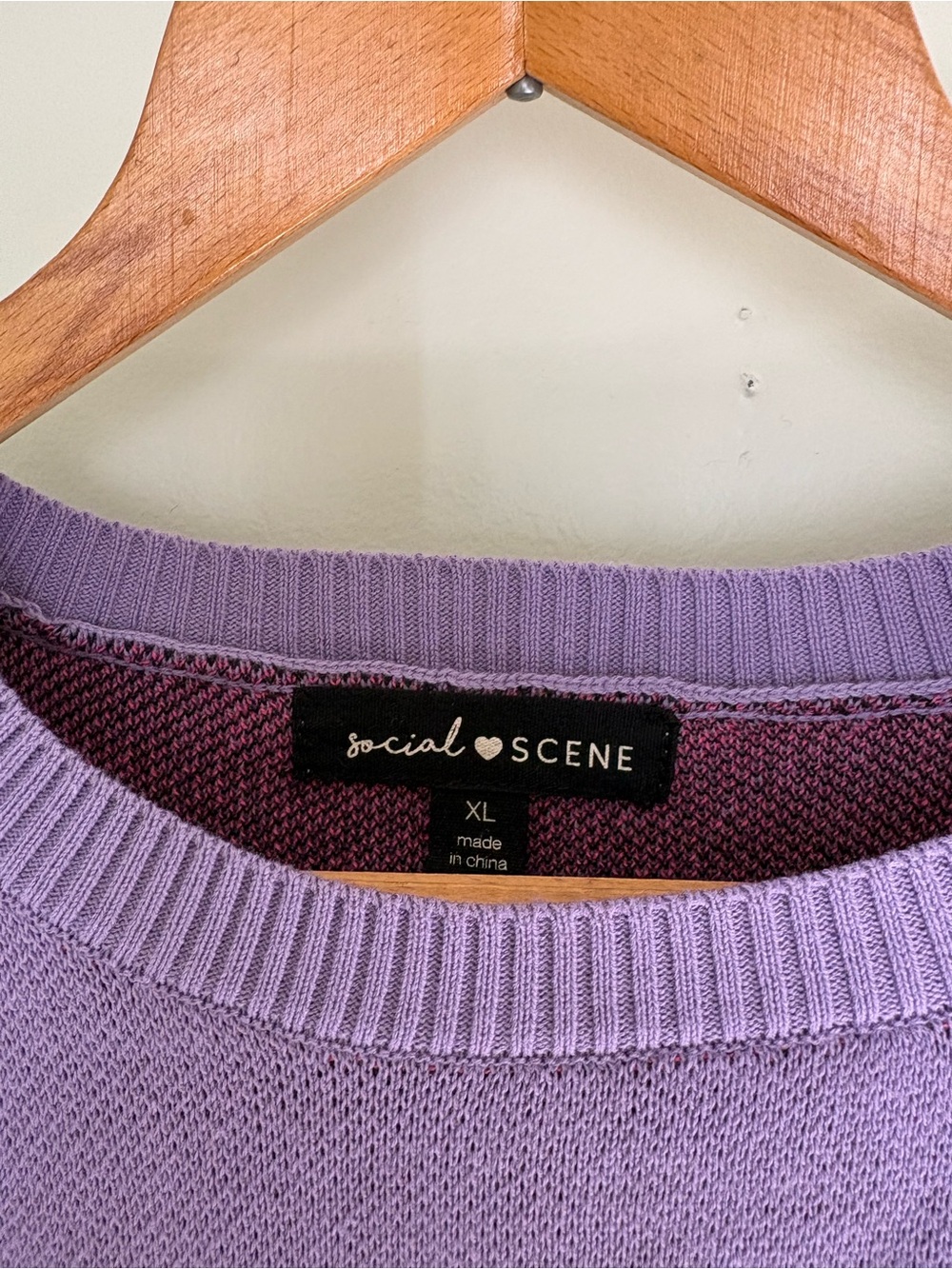 Long sleeve purple light weight sweater with smiley face - Picture 3 of 6